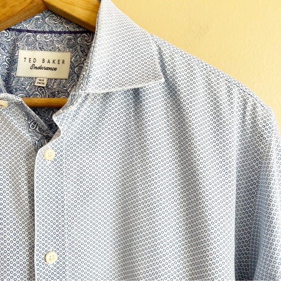 TED BAKER Endurance men’s dress shirt size 15.5 34/35 blue circles dots - Picture 4 of 8